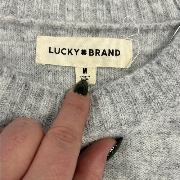 Lucky Brand Light Gray Crewneck Sweater - Picture 2 of 6